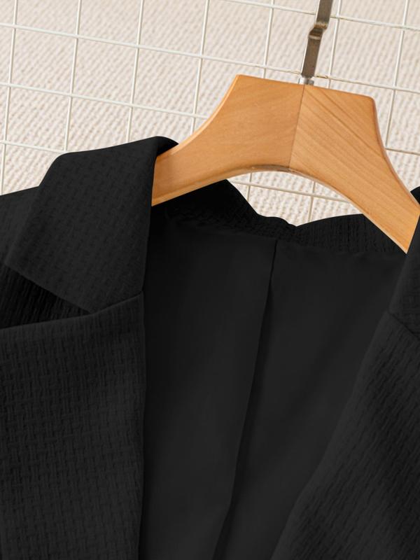 Two-Piece Set Women's Solid Color Flap Detail Button Front Blazer & Pocket Pants Suit Set, Elegant Lapel Neck Long Sleeve Outerwear & Trousers for Work Office Business, Ladies Fall & Winter Clothes